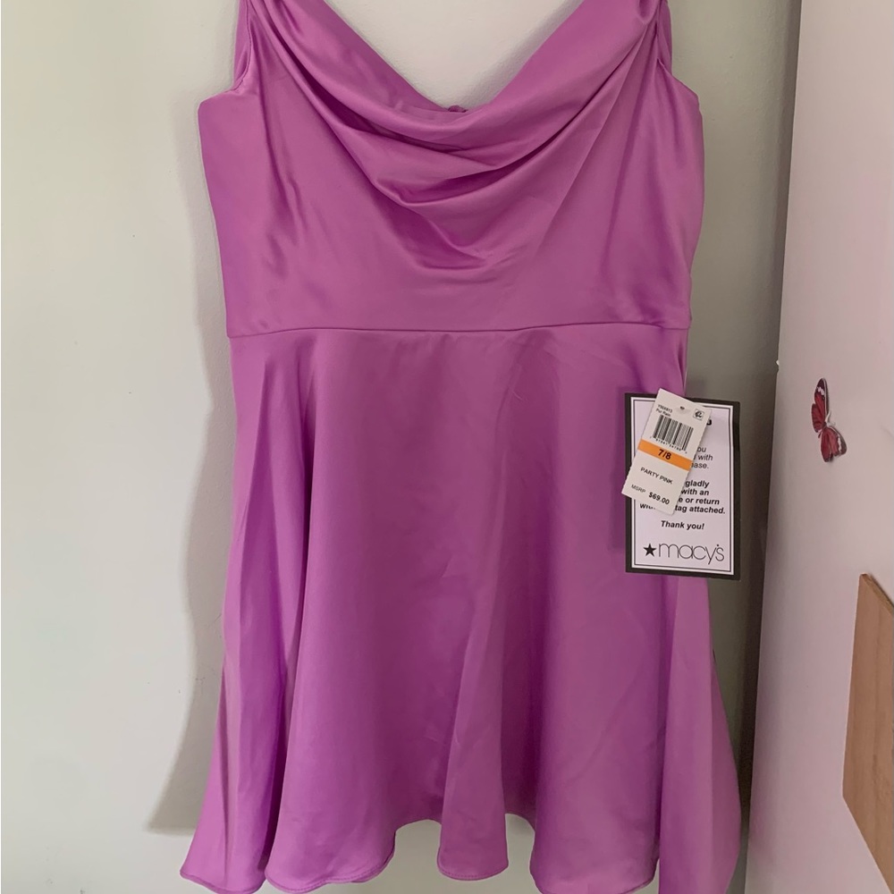 Cowlneck Flared Pink Dress w/ Pockets | Homecoming Dress | Formal | Party Dress